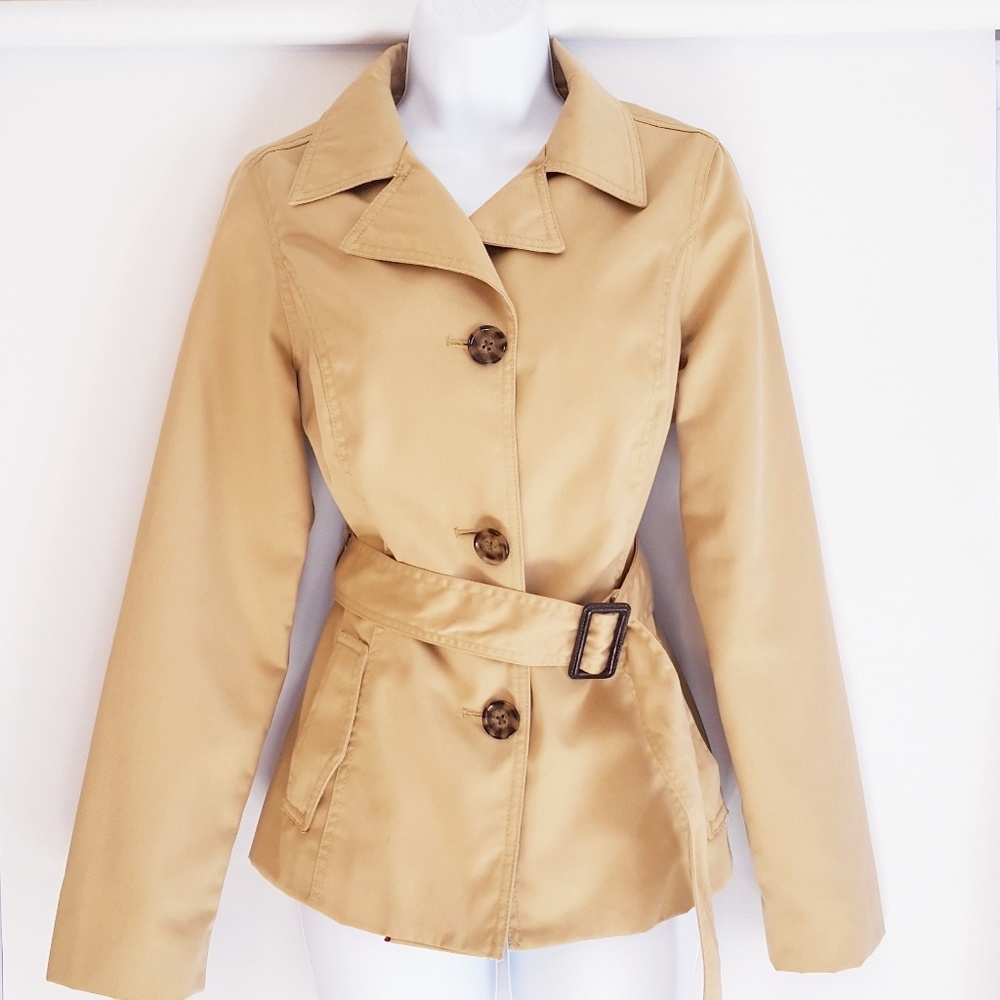 Merona water repellent short trench jacket small